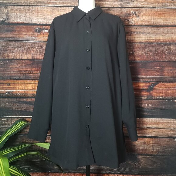 Liz Claiborne Vintage Villager Plus Size 2X Shirt Jacket Shacket Black - Picture 8 of 10